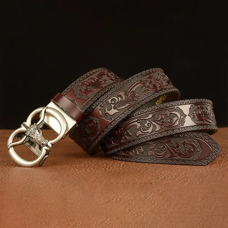 Men's Bull Head Buckle Leather Belt