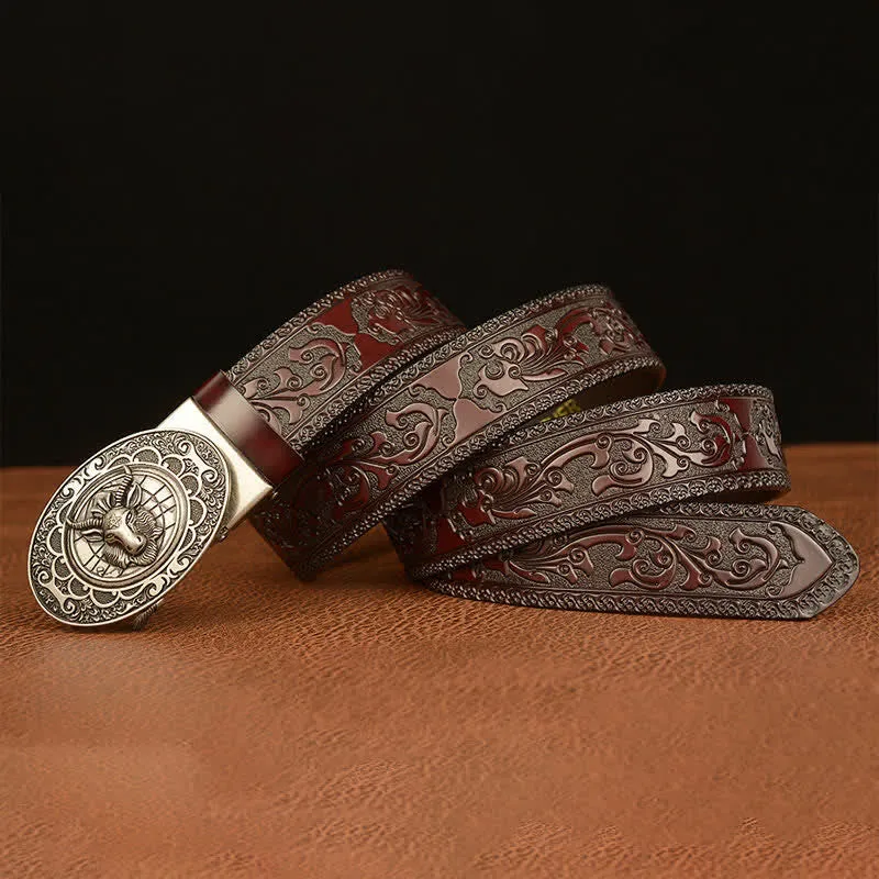 Men's Classical Sheep Head Buckle Leather Belt