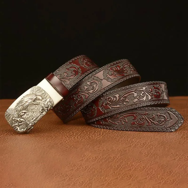 Men's Eagle Buckle Genuine Leather Embossing Belt