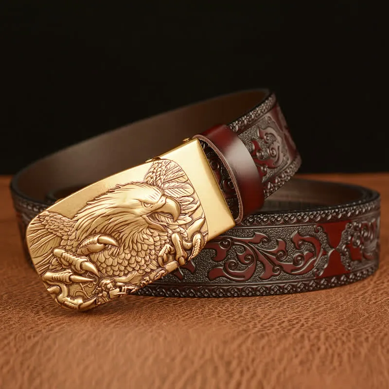 Men's Eagle Buckle Genuine Leather Embossing Belt