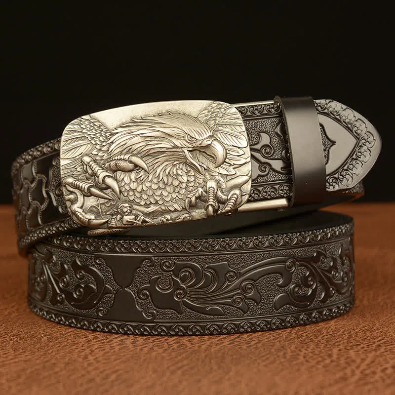 Men's Eagle Buckle Genuine Leather Embossing Belt