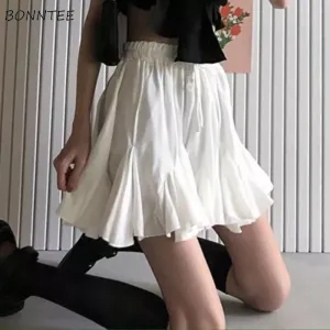 Mini Skirts Women Solid Minimalist Empire Leisure Summer All-match Stylish Student Korean Style Elegant Streetwear Chic College