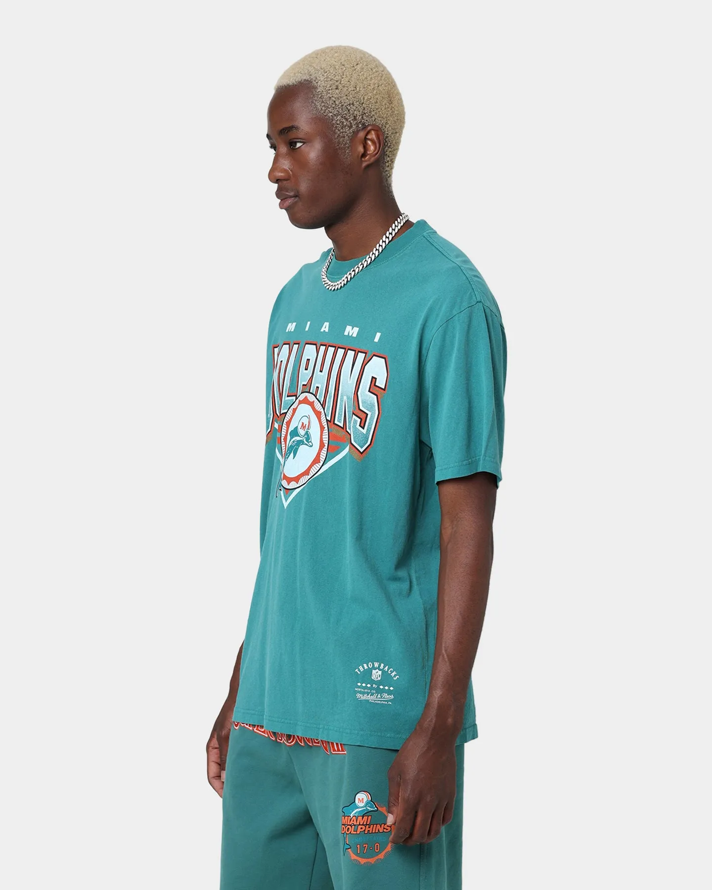 Mitchell & Ness Metallic Shadow T-Shirt Faded Teal