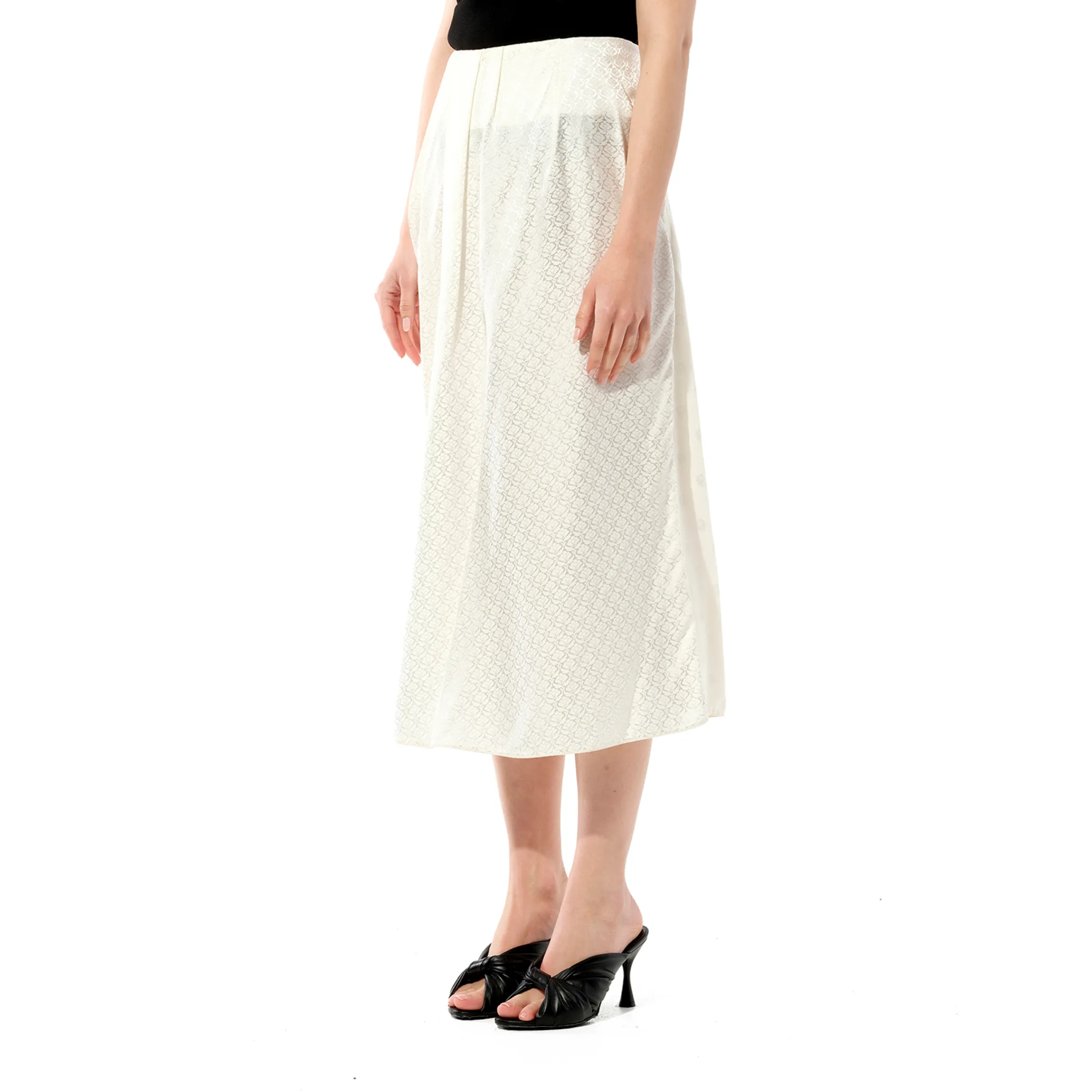 Mix Satin Skirt in White