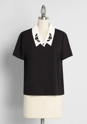 ModCloth x Dangerfield Feline Fusion Button-Up Top