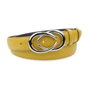 Mustard Tone Narrow Carung Texture Interlocking C Belt