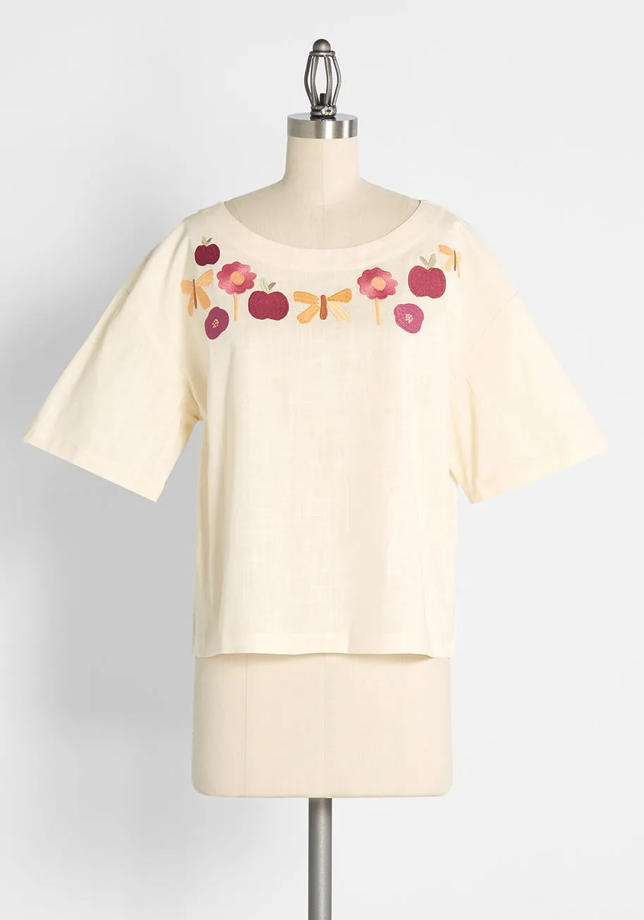 Nature's Bounty Embroidered Top