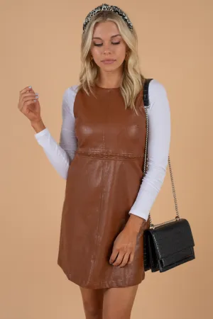 Nobody Like You Camel Brown Vegan Leather Dress