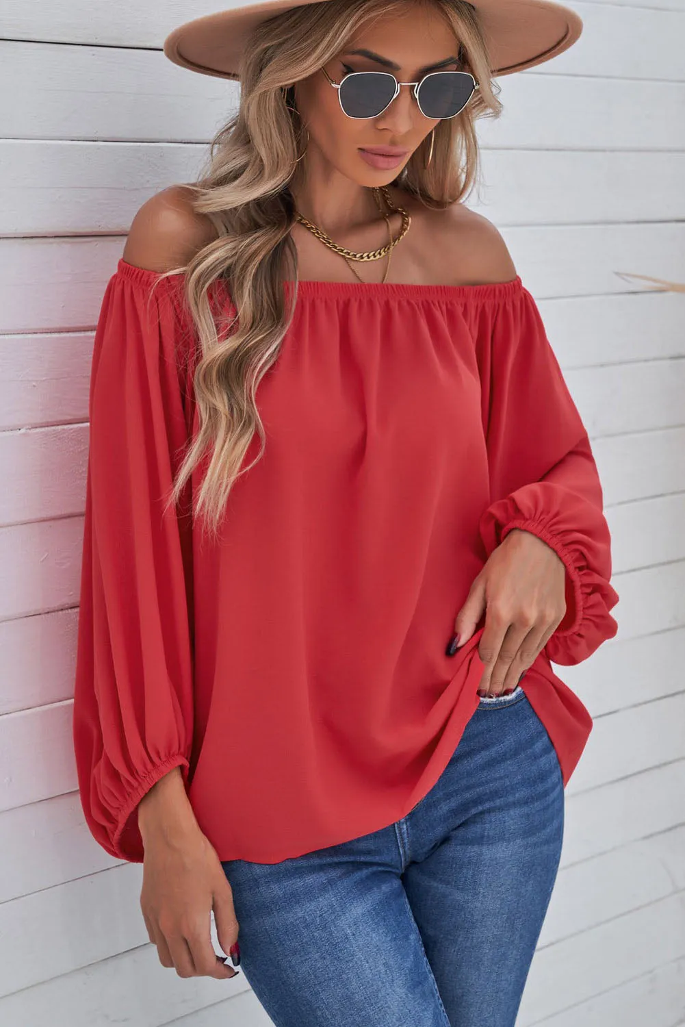 Off-Shoulder Balloon Sleeve Top