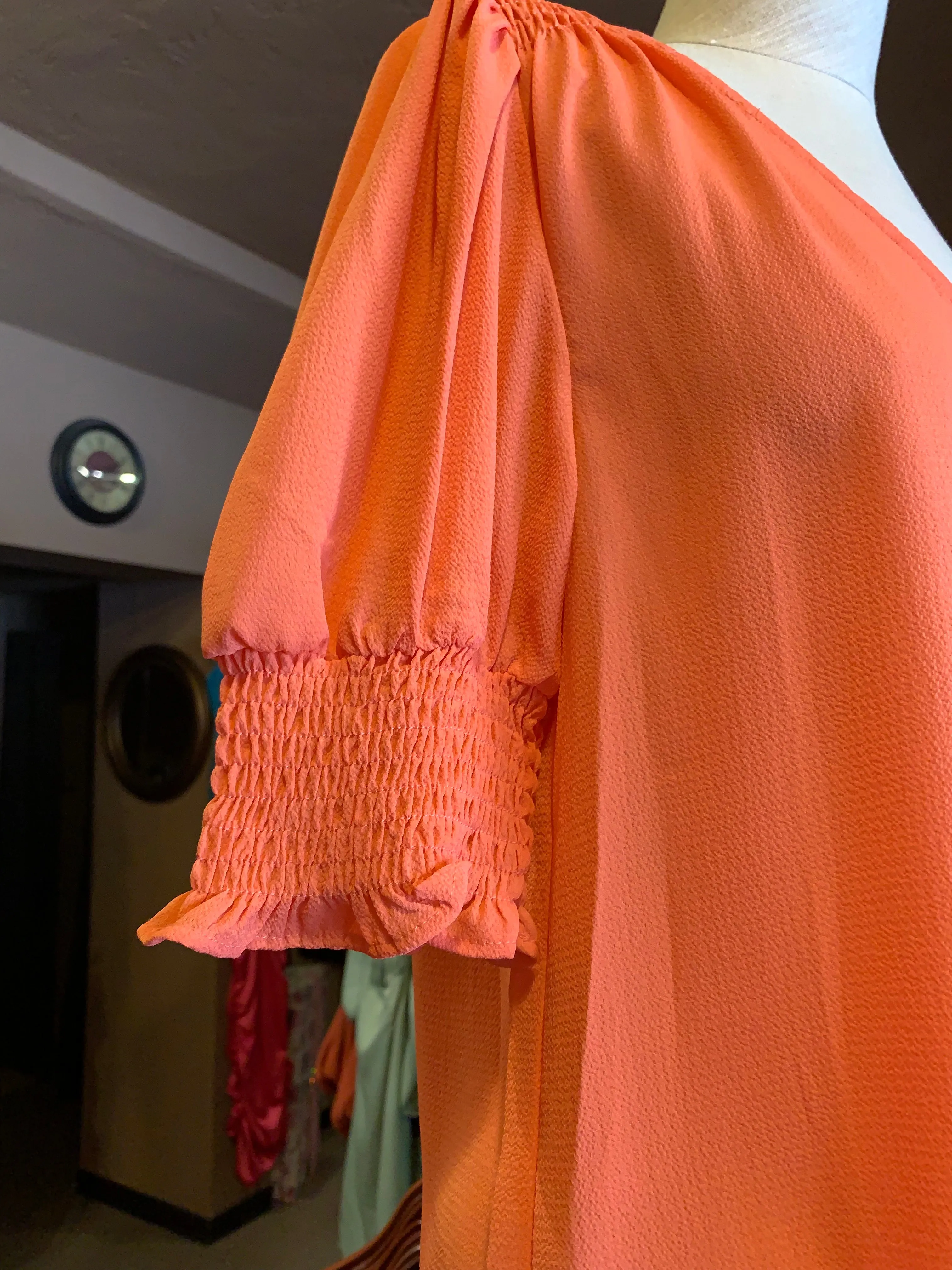 Orange Short Sleeve Smock Top