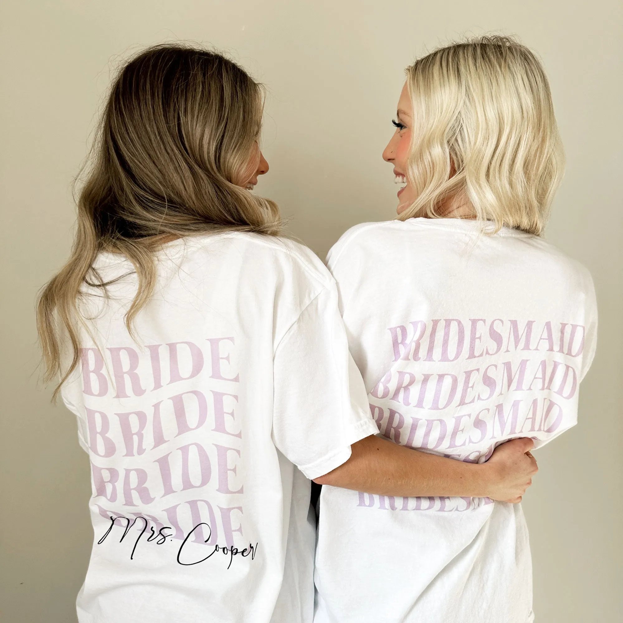 Personalized Bridesmaid T-Shirt with Retro Wave Design