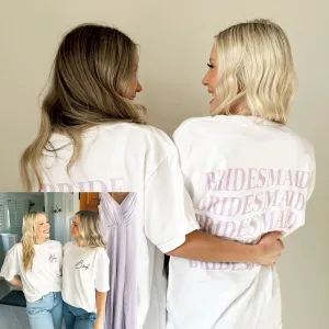 Personalized Bridesmaid T-Shirt with Retro Wave Design