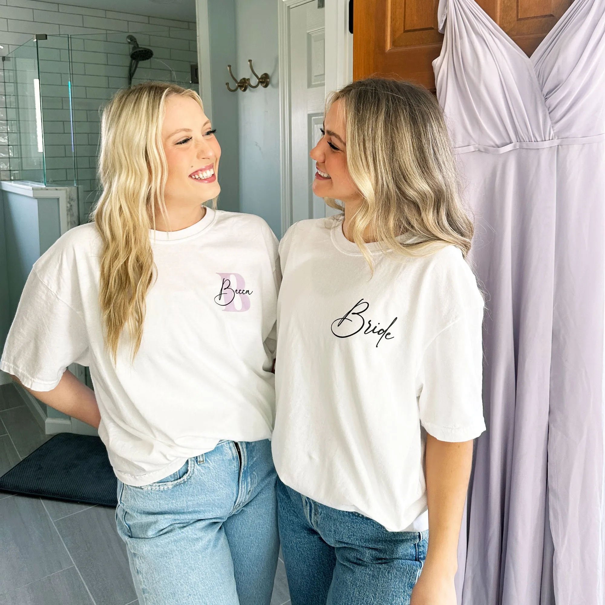 Personalized Bridesmaid T-Shirt with Retro Wave Design