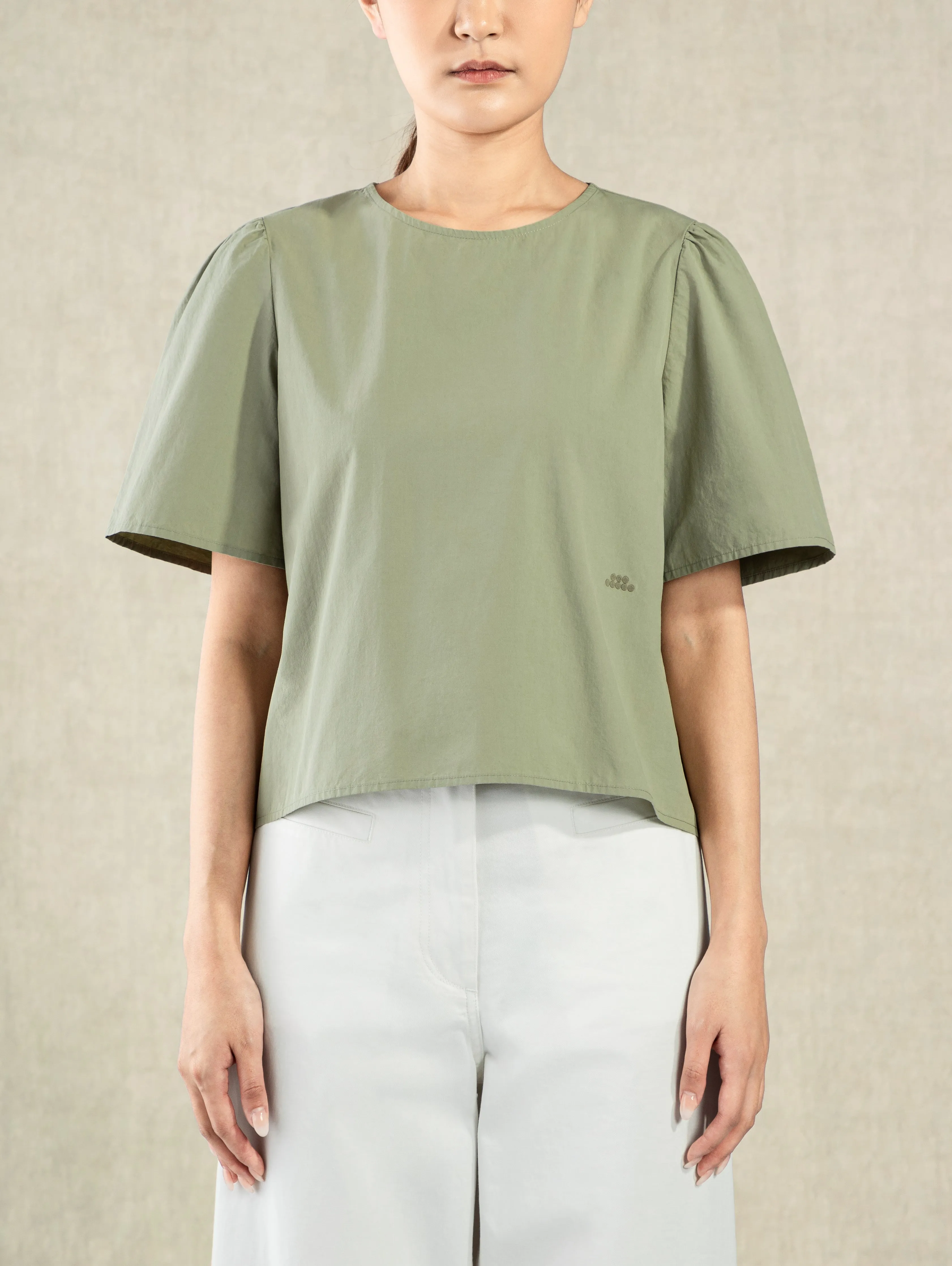 Puff Sleeve Blouse Shadow Green