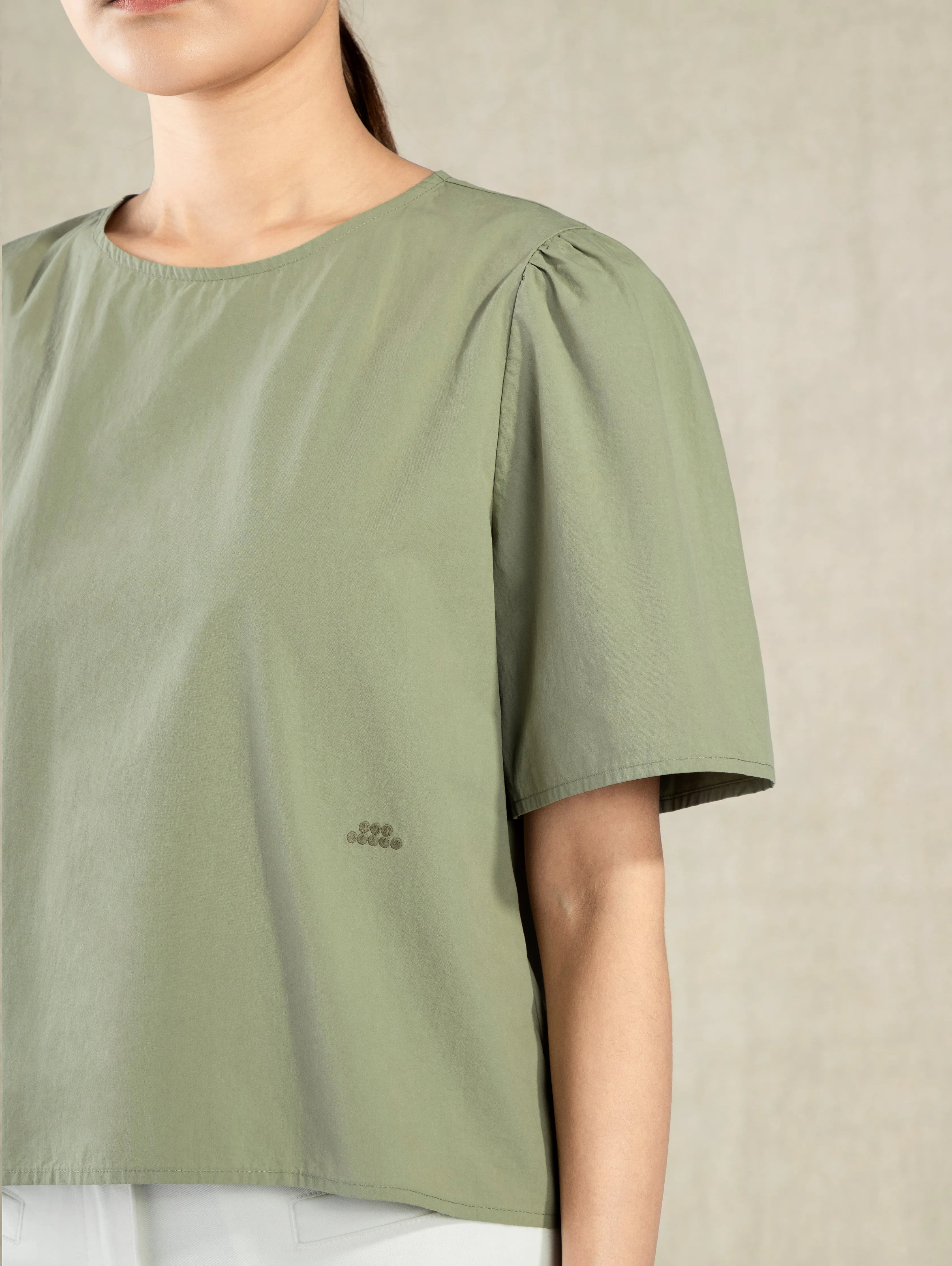 Puff Sleeve Blouse Shadow Green