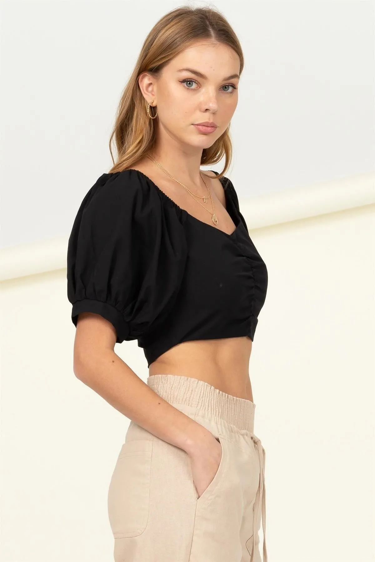 Puff Sleeve Crop Top