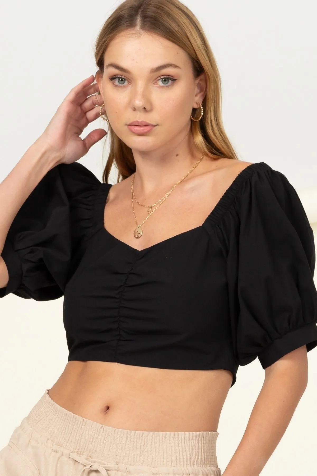 Puff Sleeve Crop Top