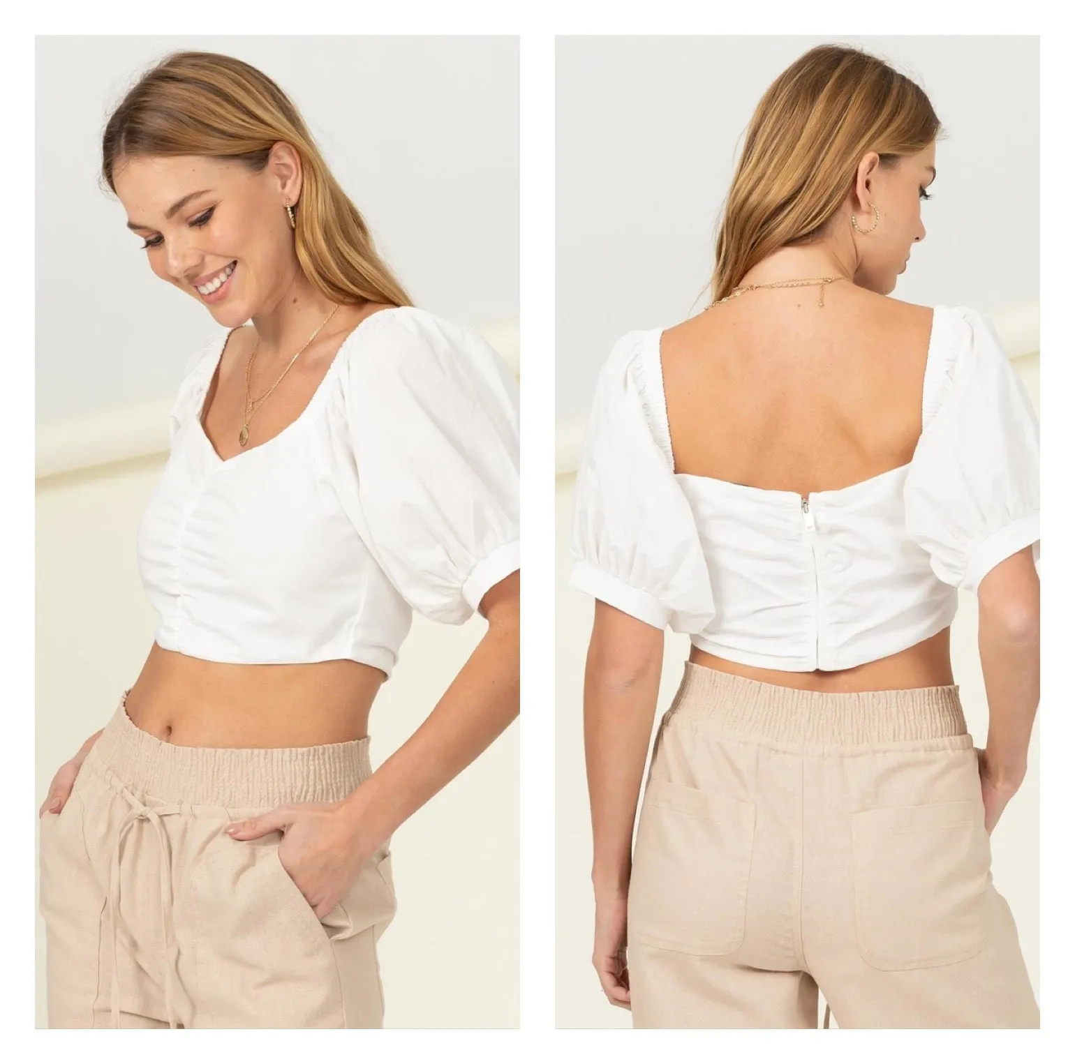 Puff Sleeve Crop Top