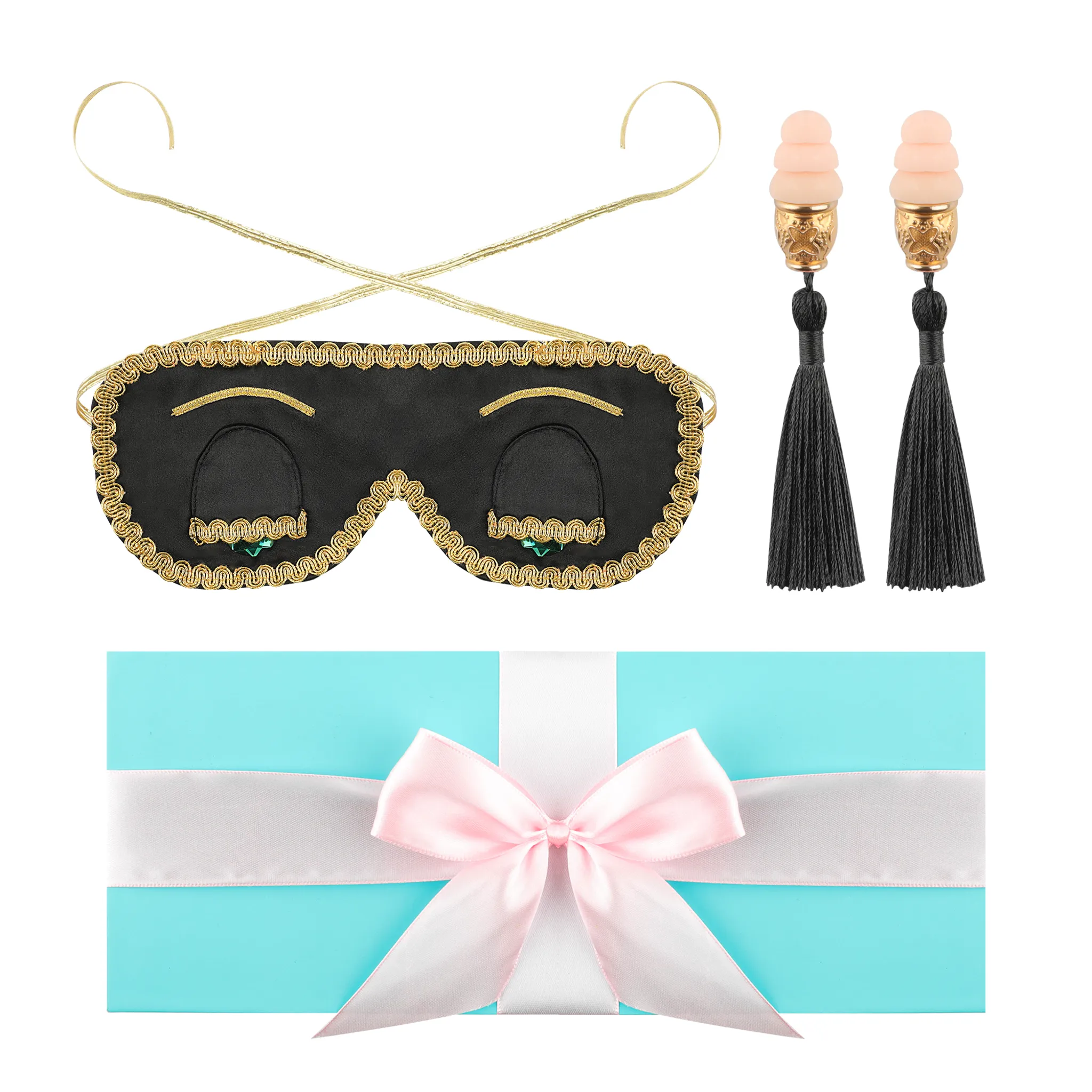 Sleepy Valentine-the Breakfast at Tiffany’s Inspired Sleep Accessories Gift Box Set with Audrey Greeting Card