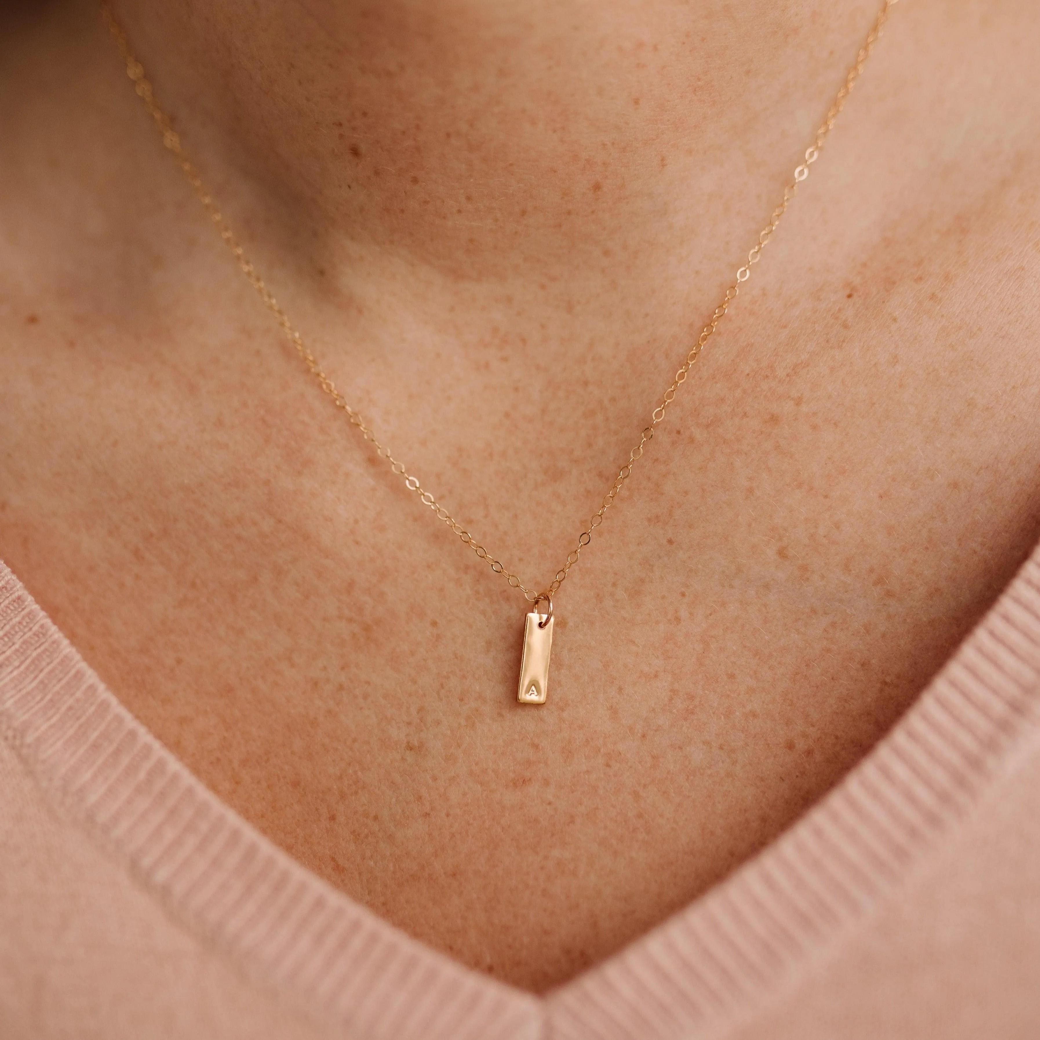 Slim Initial Tag Necklace