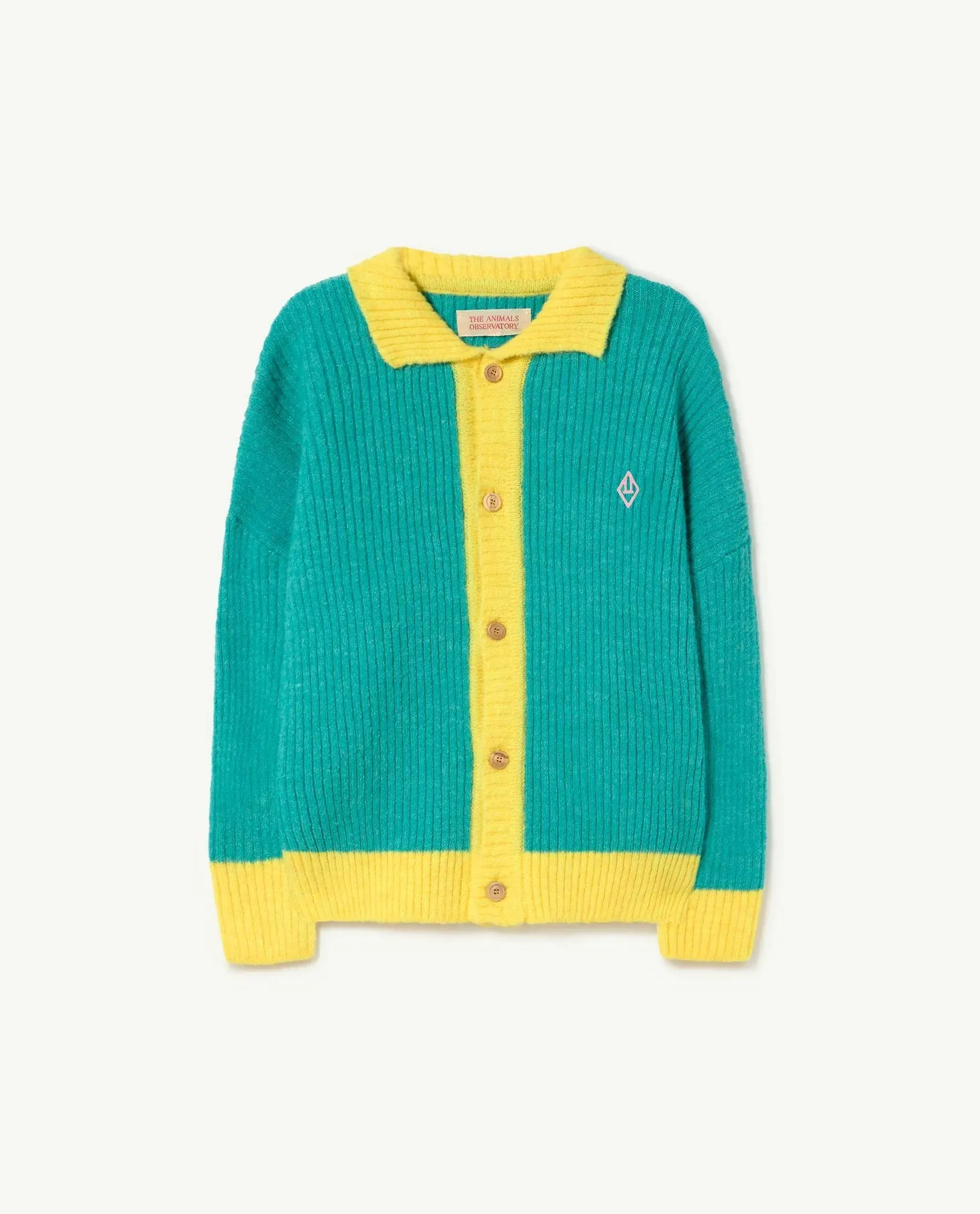 TAO The Animals Observatory FW23 Bicolor Turquoise Toucan Cardigan