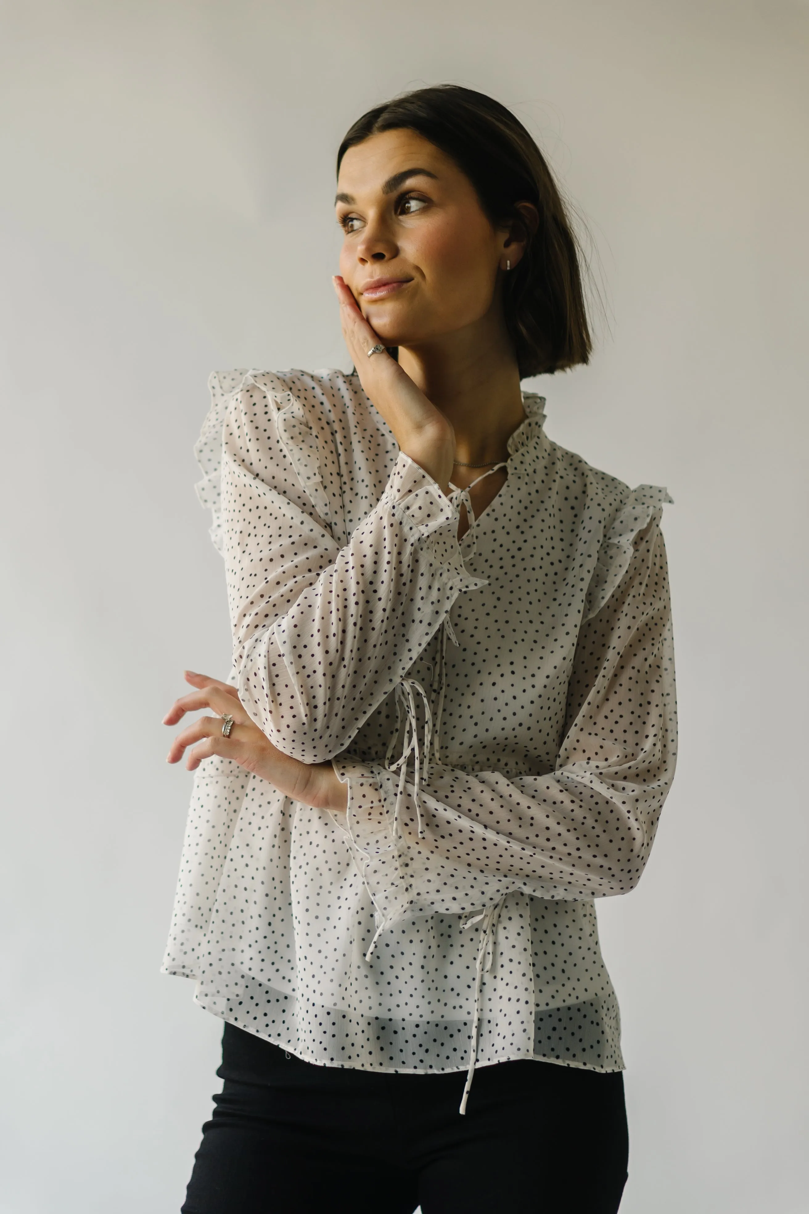 The Kittery Polka Dot Chiffon Blouse in Cream