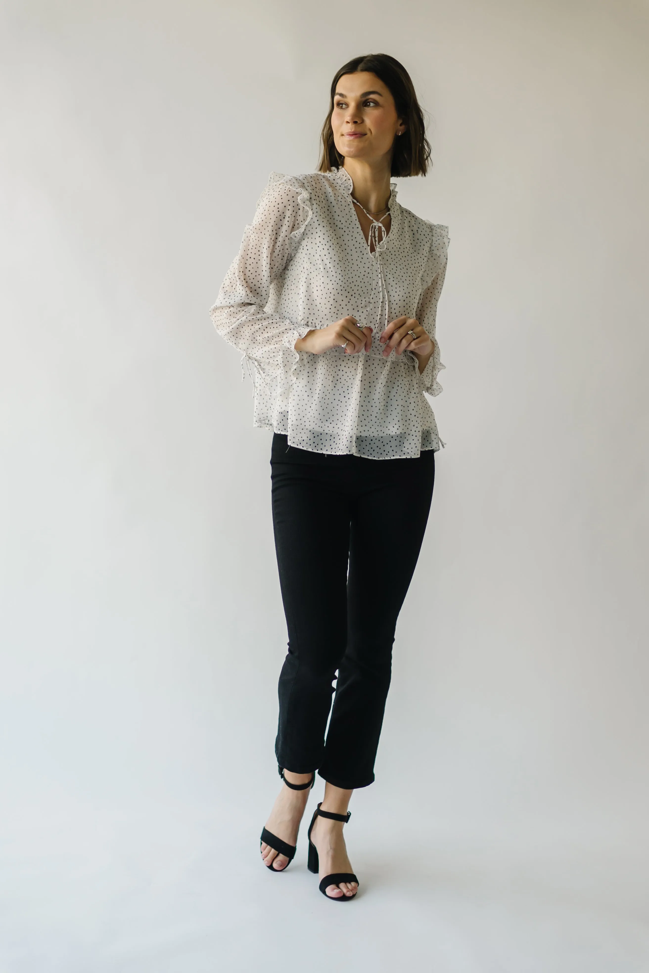 The Kittery Polka Dot Chiffon Blouse in Cream