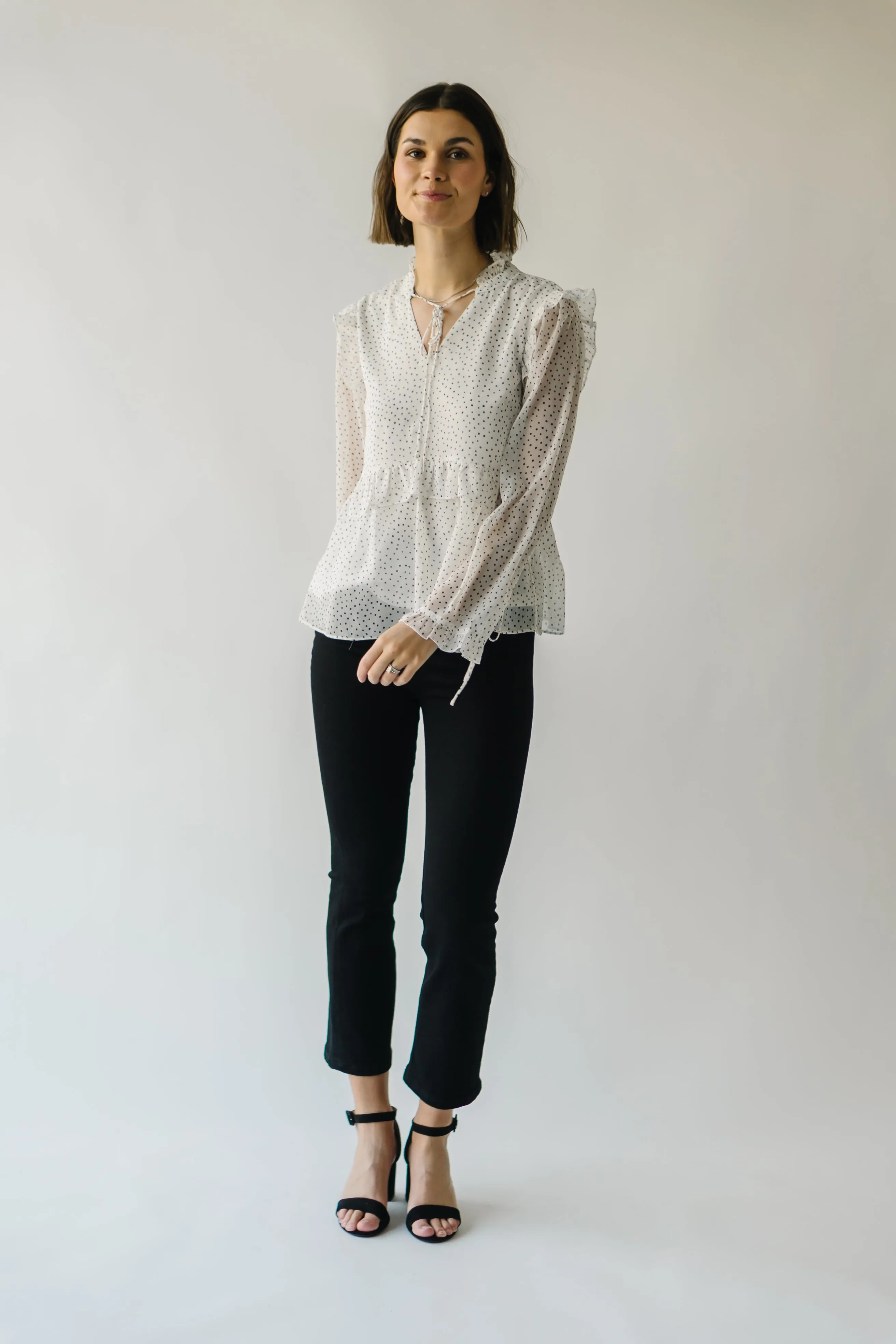 The Kittery Polka Dot Chiffon Blouse in Cream