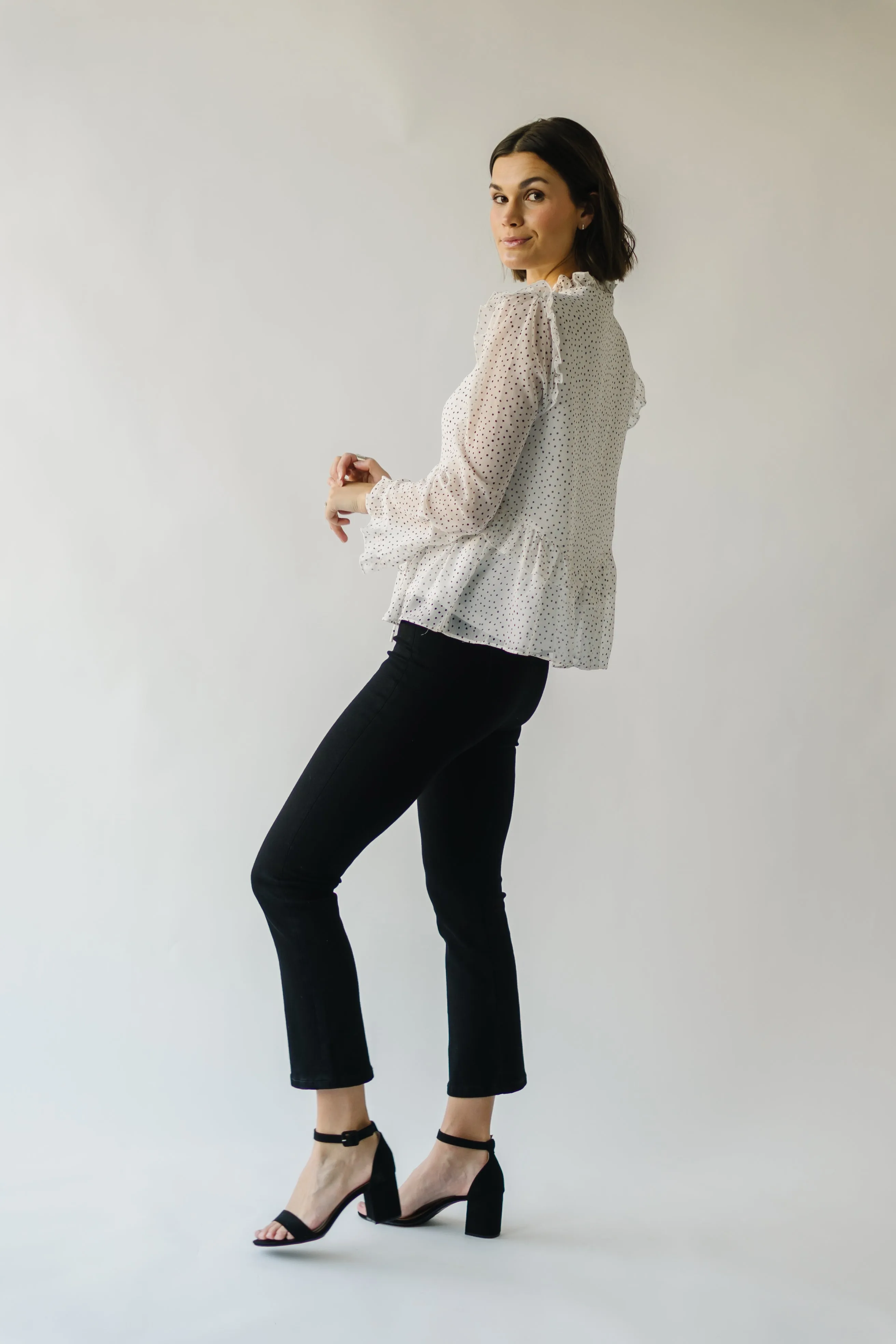 The Kittery Polka Dot Chiffon Blouse in Cream