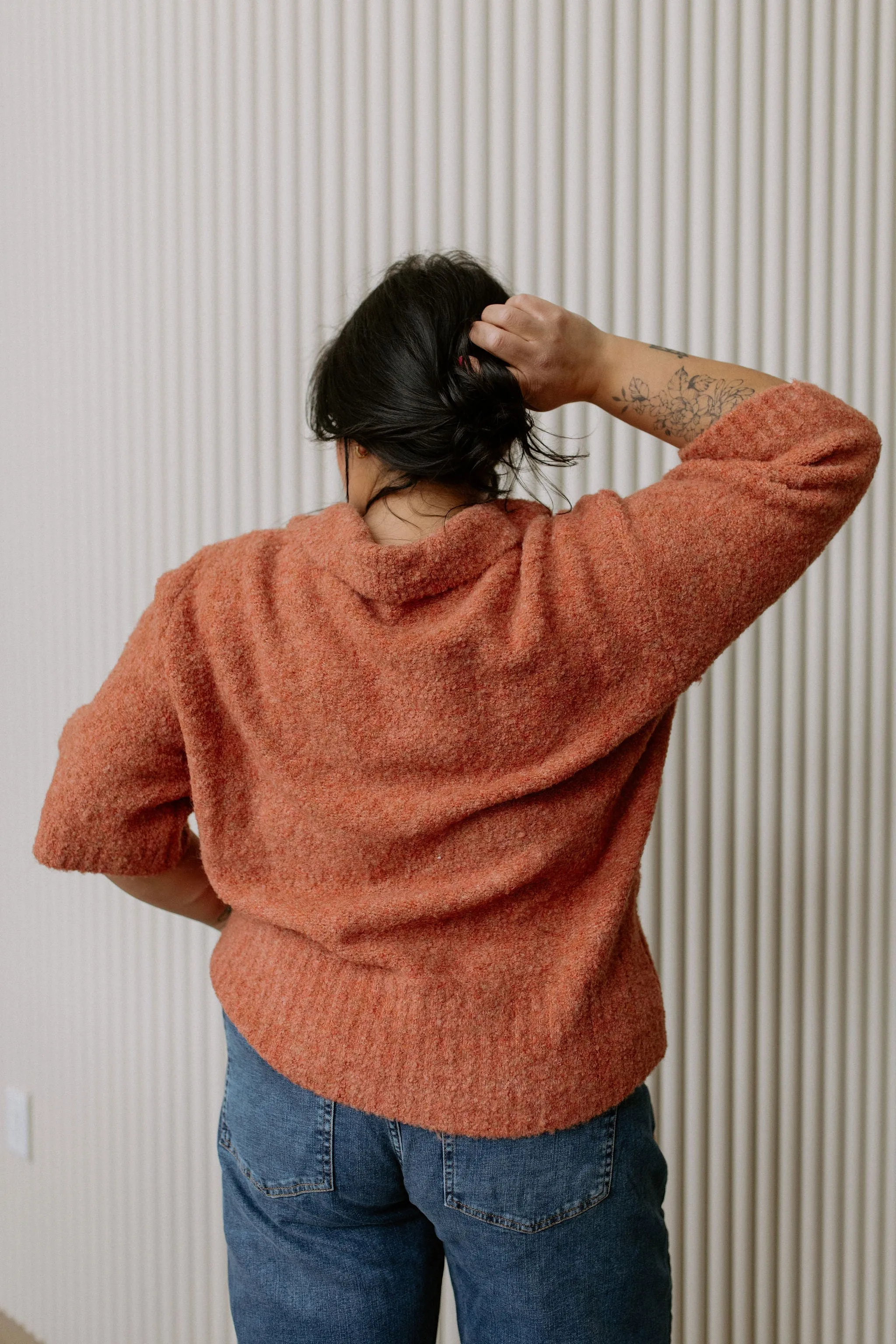 The Tori Boucle Polo Top - Terracotta - PLUS