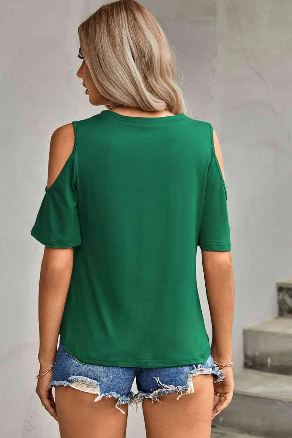 Tied Cutout Cold-Shoulder Top