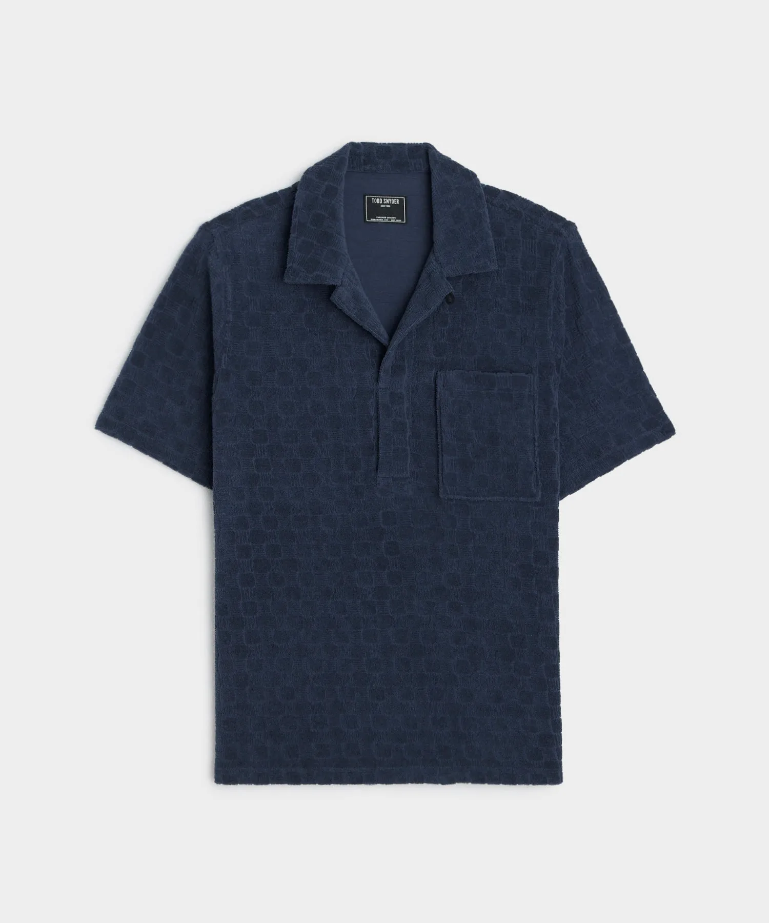 Tile Jacquard Terry Polo in Classic Navy