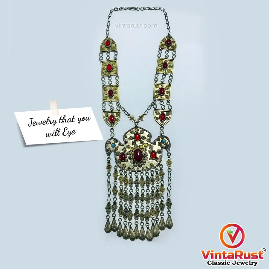 Tribal Silver Kuchi Turkman Pendant Necklace