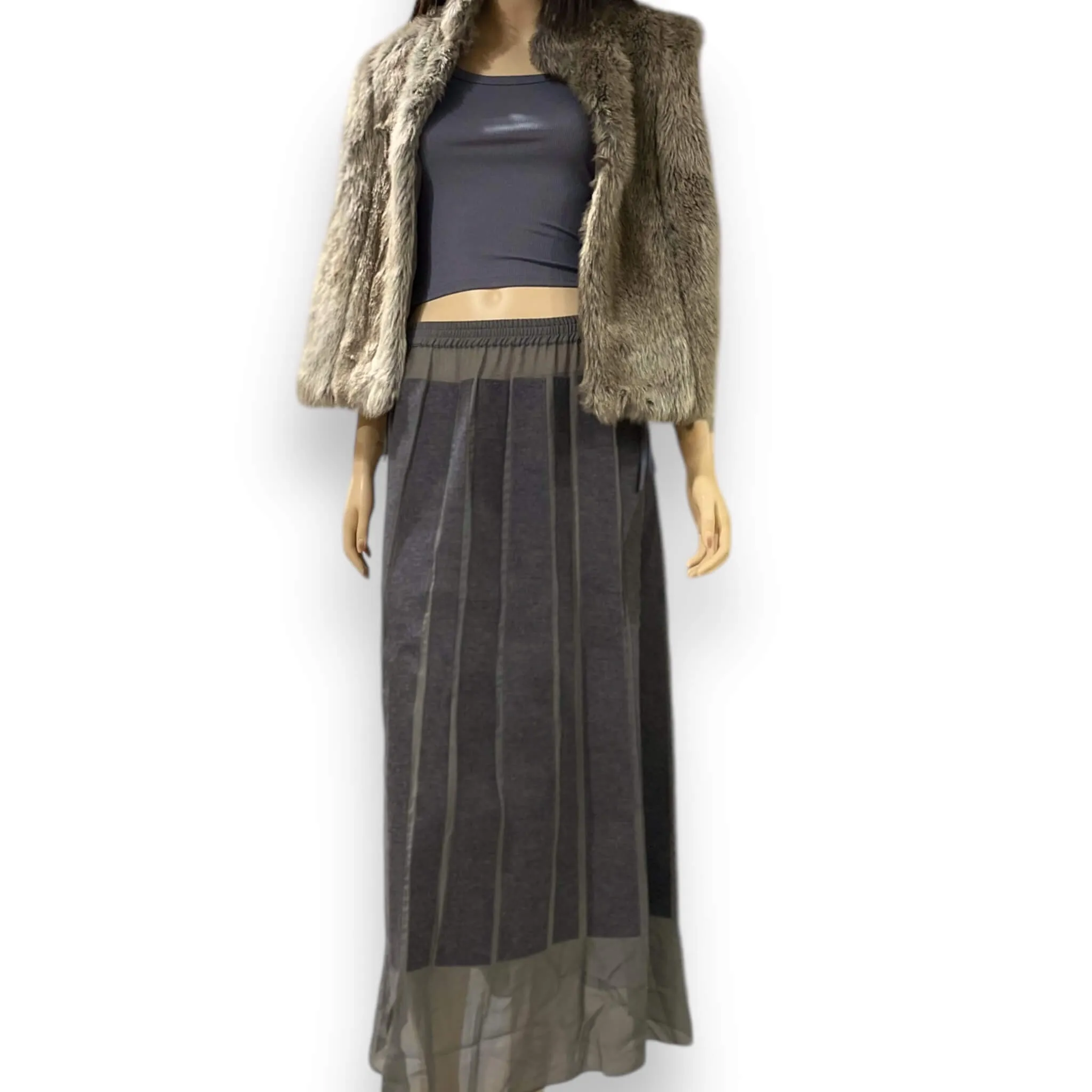 Viktor & Rolf Wool Gray Long Panel Midi Skirt