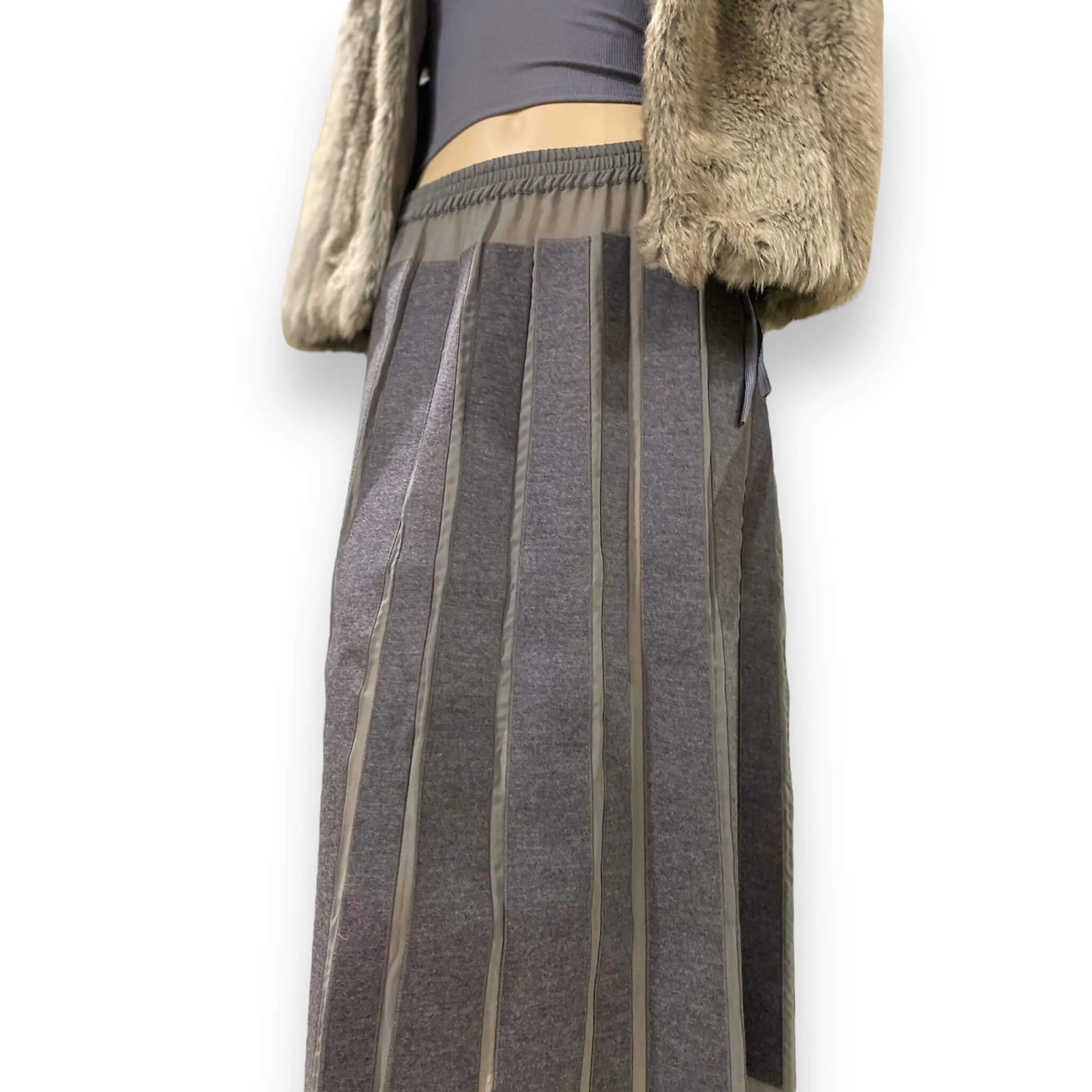 Viktor & Rolf Wool Gray Long Panel Midi Skirt