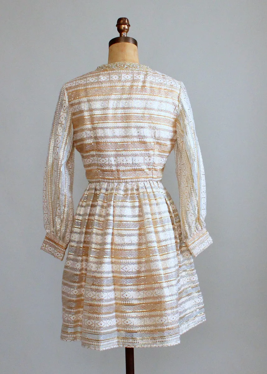 Vintage 1960s MOD Shimmery Gold Party Dress