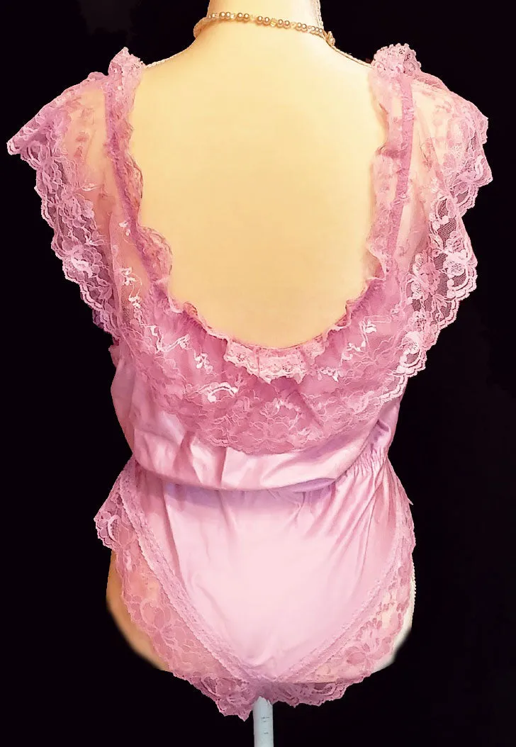 *VINTAGE LADY MARLENE TEDDY IN SUMMER ROSE TEDDIE NIGHTGOWN - SIZE LARGE