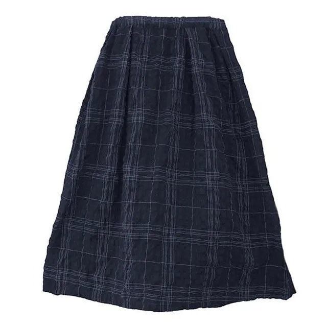 Vintage Plaid Linen Skirt | Lotus