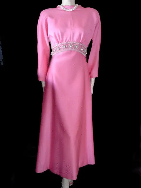 *VINTAGE SPARKLING RHINESTONE & HUGE PEARL EVENING DRESS WITH A GORGEOUS BACK