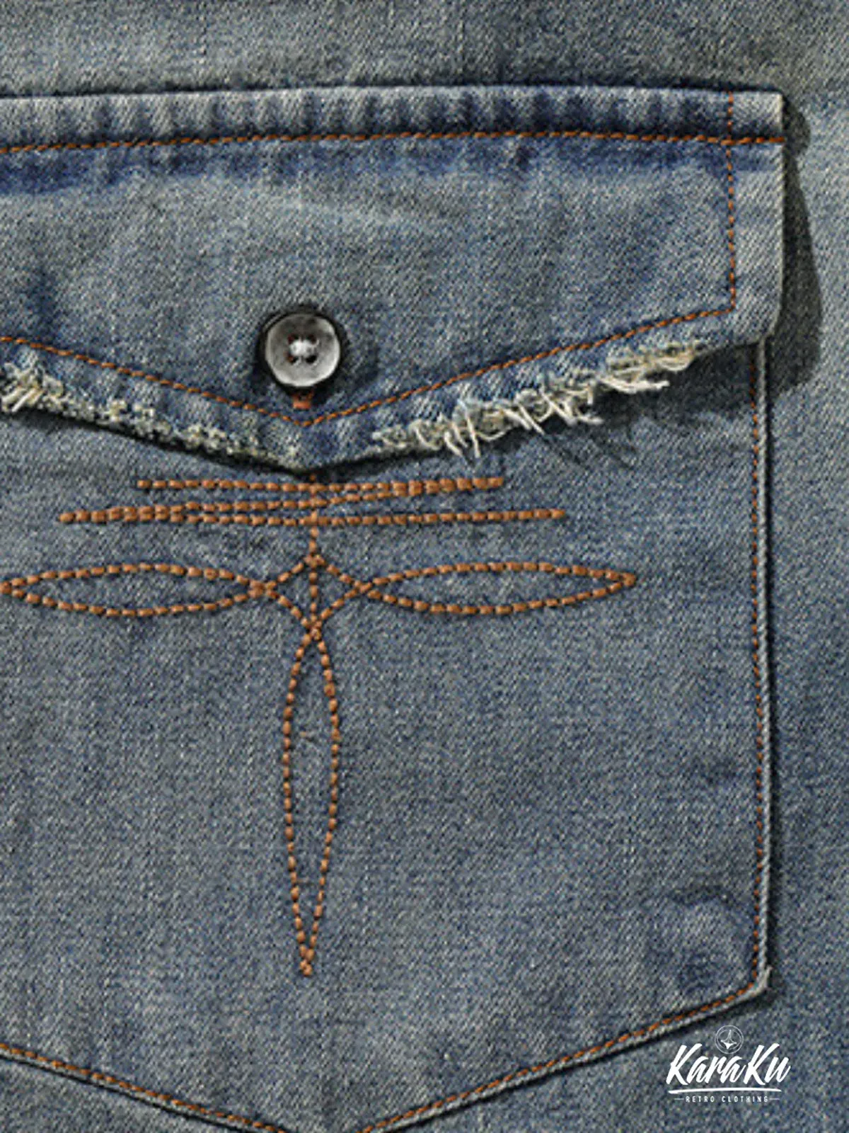 Washed Denim Western Cotton Shirt