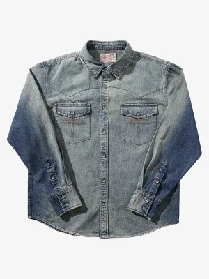 Washed Denim Western Cotton Shirt