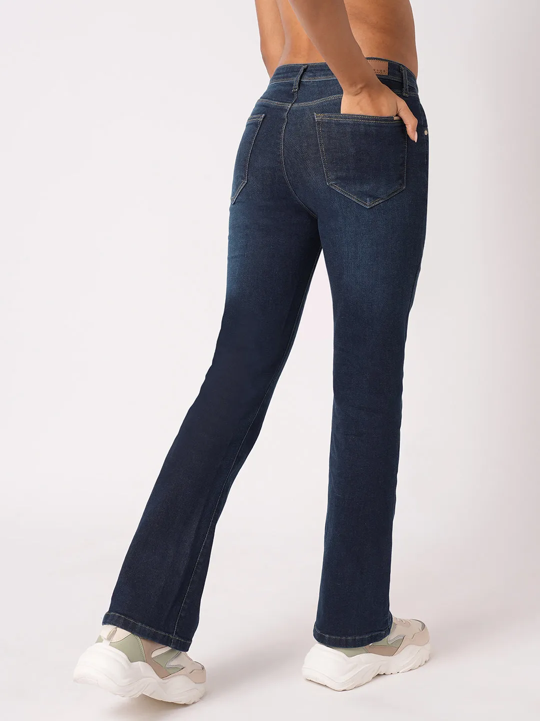 Women Blue High-Rise Mini Flare Jeans