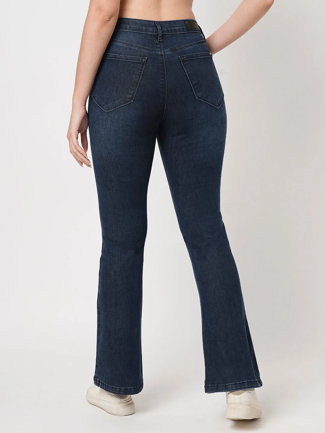 Women Blue High-Rise Mini Flare Jeans