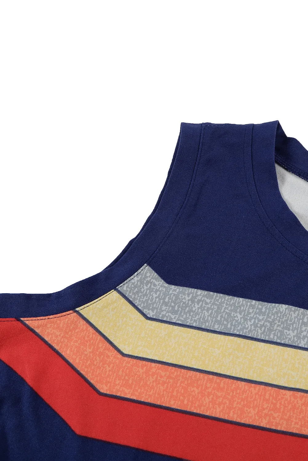 Women Crew Neck Tank Tops Summer Colorblock Sleeveless Stripes Shirts