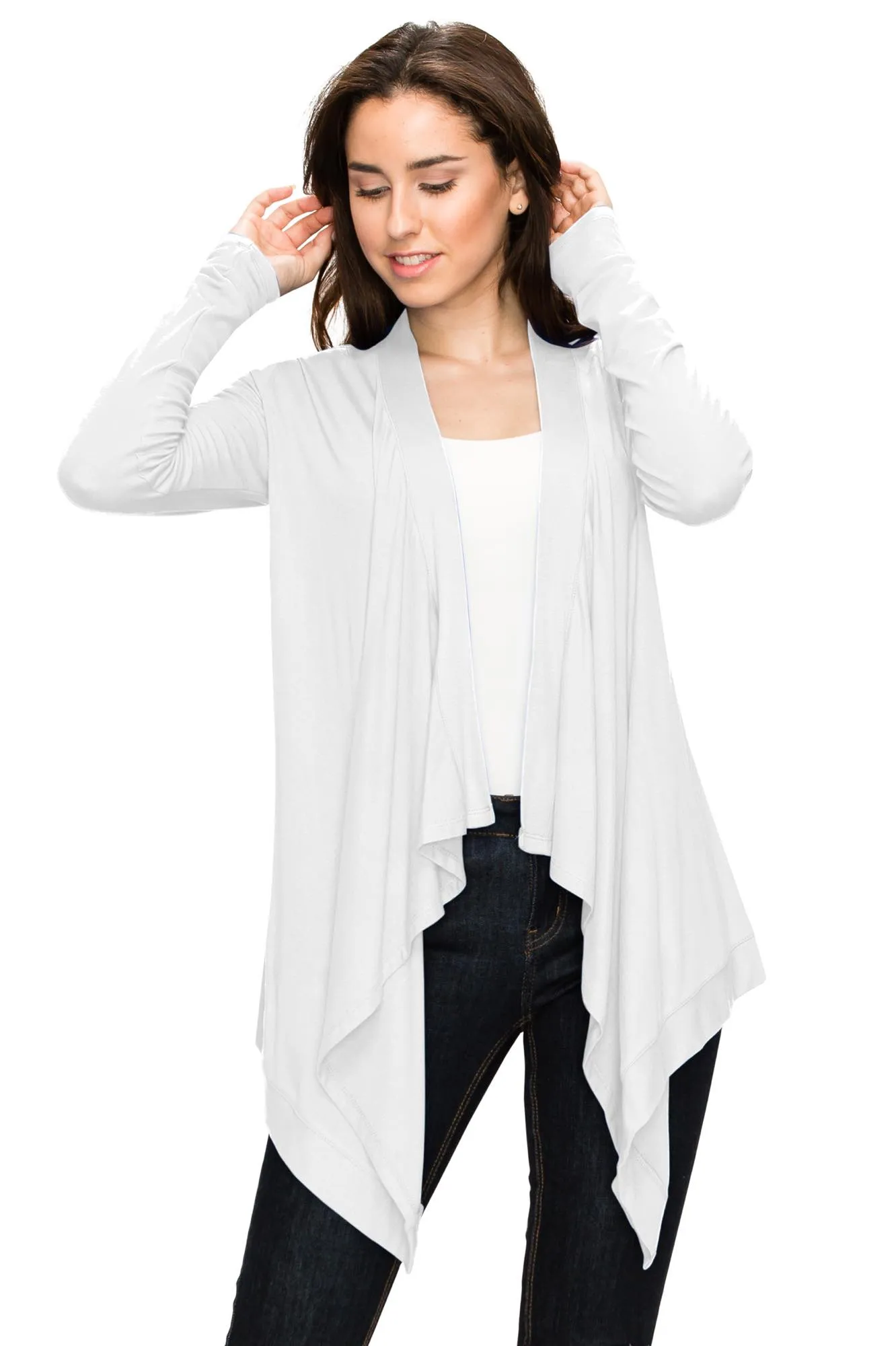 Women's Basic Draped Long Sleeve Open Front Knit Cardigan