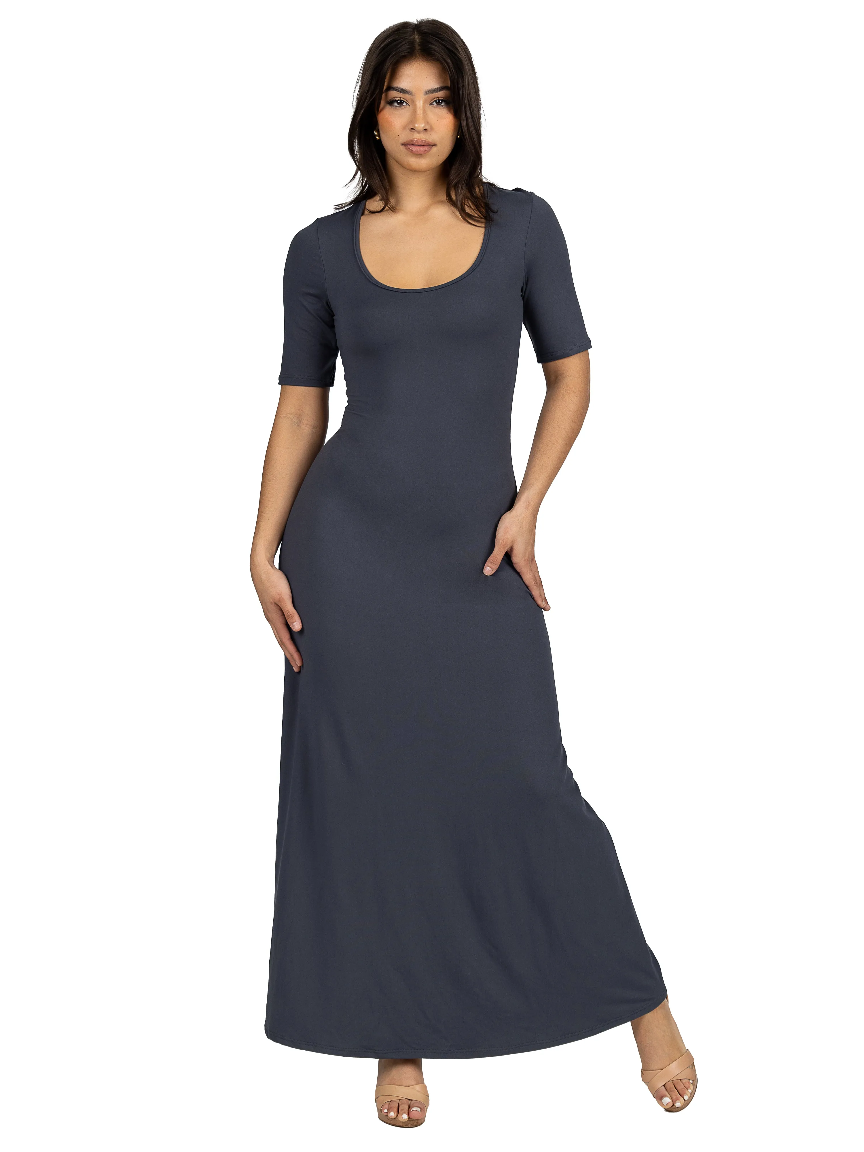 Womens Casual Maxi Dress With Sleeves