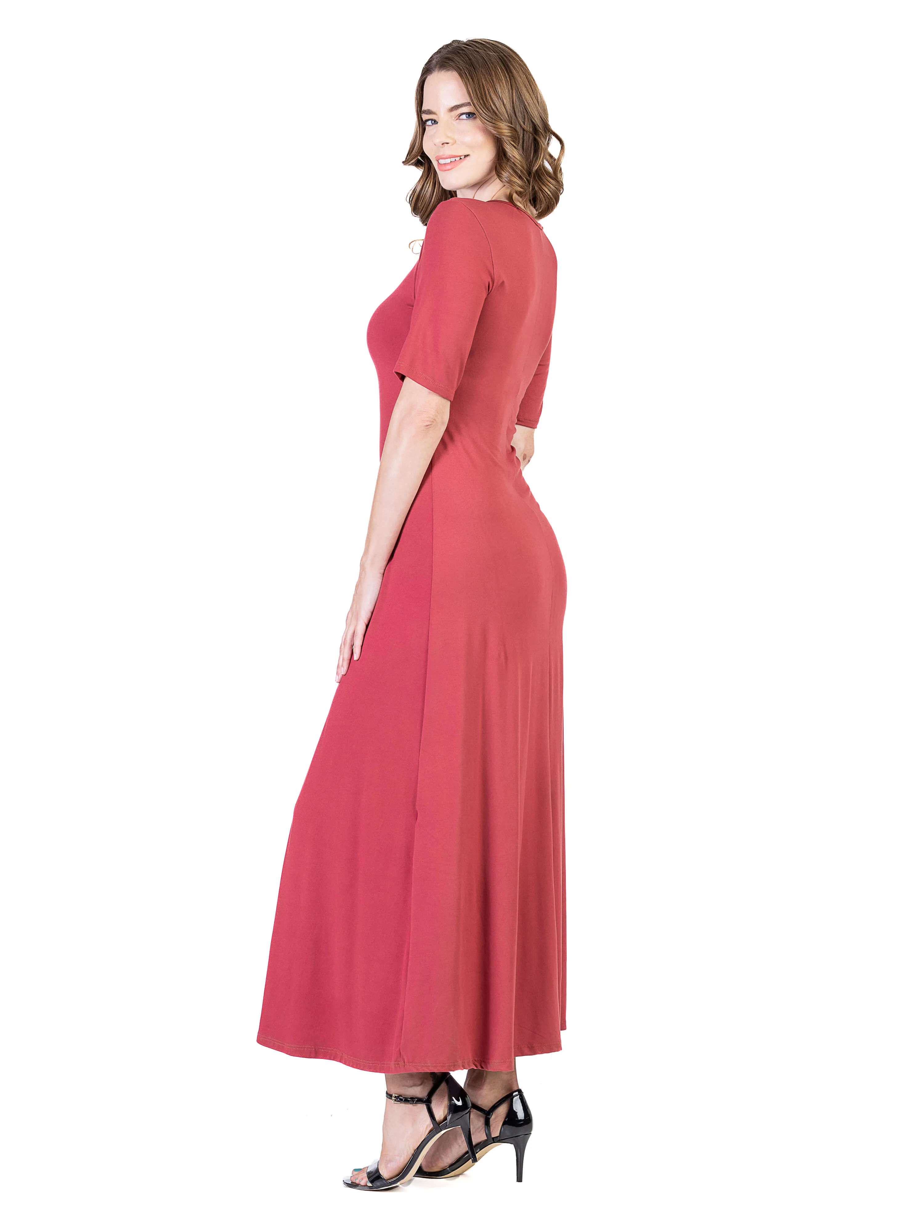 Womens Casual Maxi Dress With Sleeves