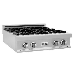 ZLINE 30" Porcelain Gas Stovetop in DuraSnow® Stainless Steel with 4 Gas Burners (RTS-30)